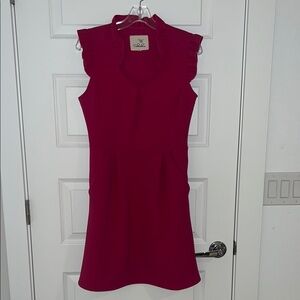 Chic Red Ruffle Sleeve Dress